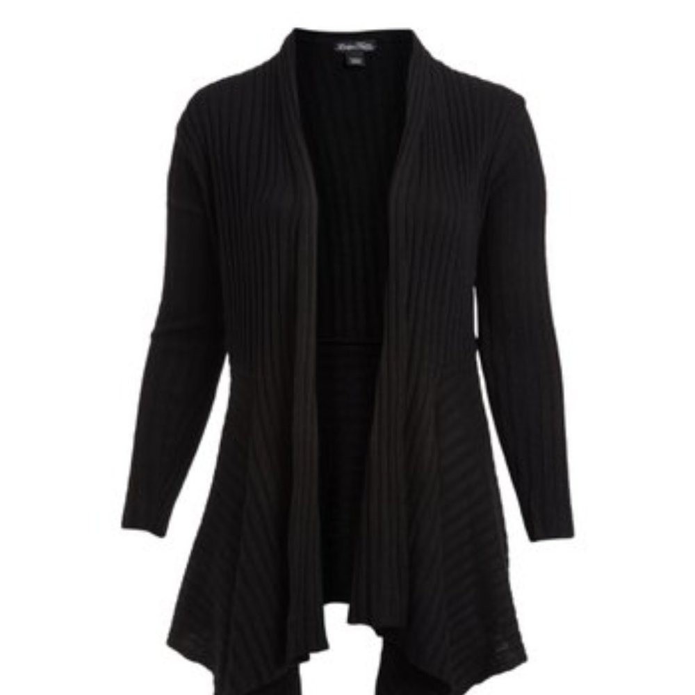 NWT Evelyn Taylor Black Ribbed Cardigan